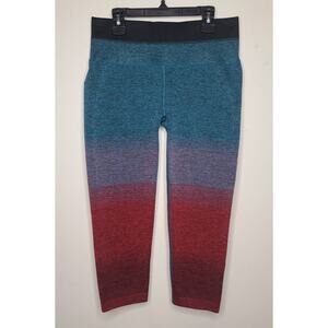Athleta Relay Capri red blue gradient ombre leggings - medium
